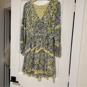 Floral long sleeve mini dress